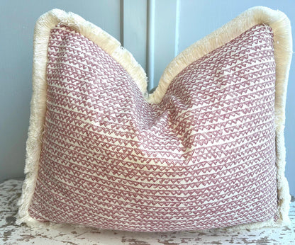 Cushions Made In Fermoie Mendip Pink Neutral Cotton Cushion Pillow Throw Cover Brush Fringe