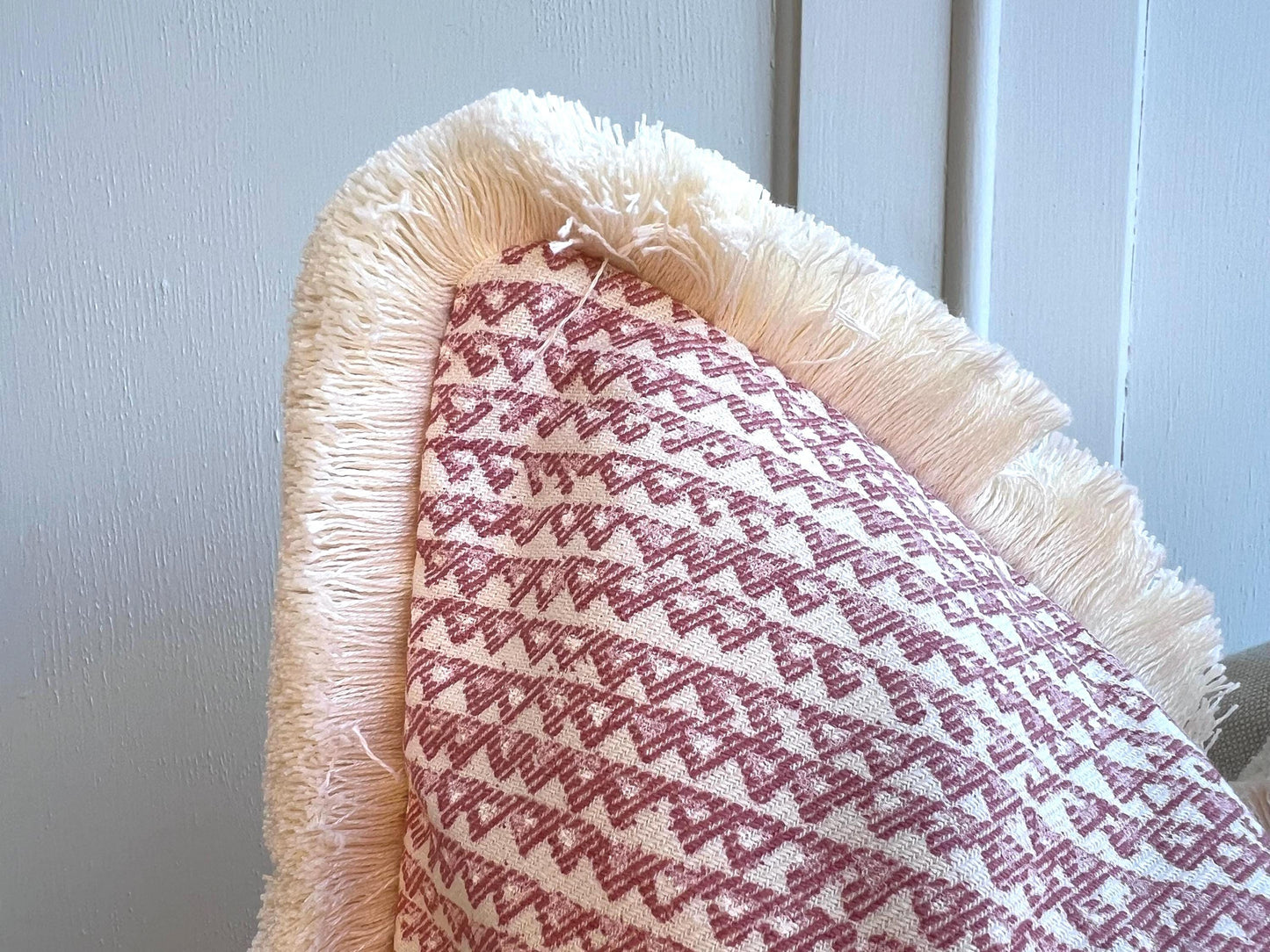 Cushions Made In Fermoie Mendip Pink Neutral Cotton Cushion Pillow Throw Cover Brush Fringe