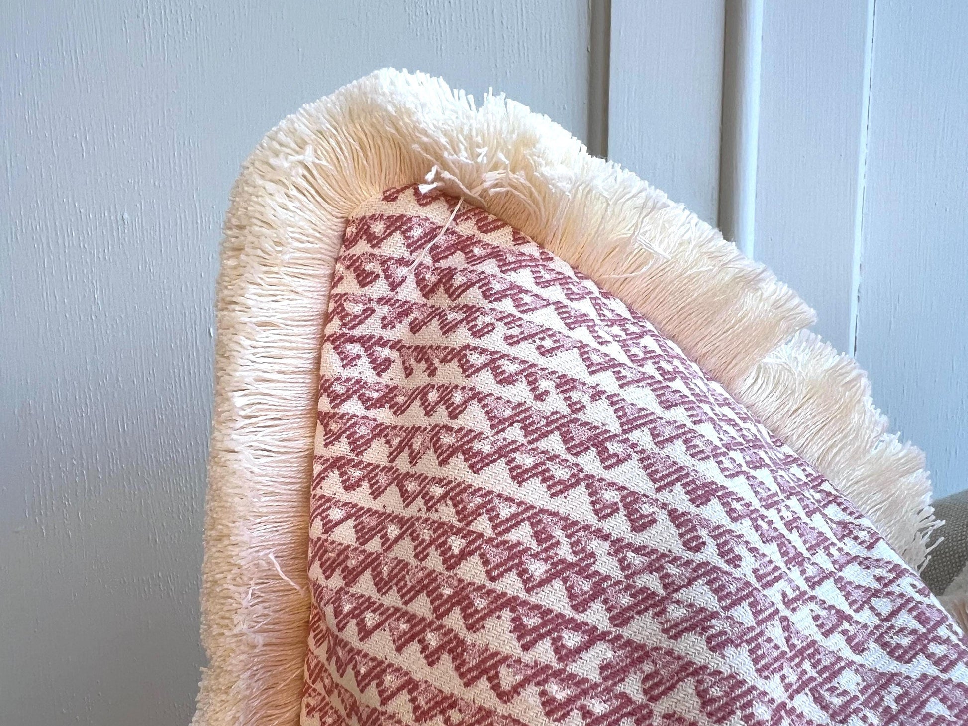 Cushions Made In Fermoie Mendip Pink Neutral Cotton Cushion Pillow Throw Cover Brush Fringe