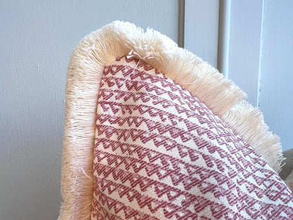 Cushions Made In Fermoie Mendip Pink Neutral Cotton Cushion Pillow Throw Cover Brush Fringe