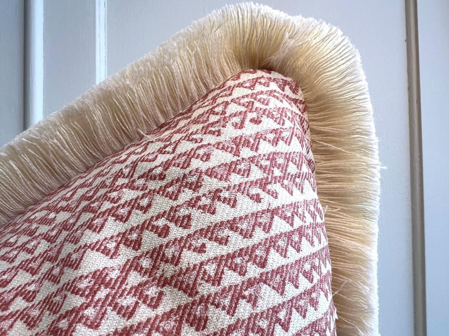 Cushions Made In Fermoie Mendip Pink Neutral Cotton Cushion Pillow Throw Cover Brush Fringe
