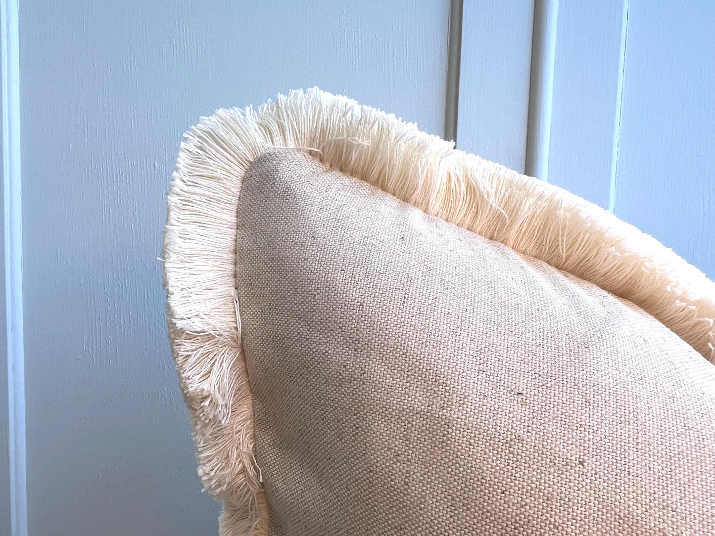 Cushions Made In Fermoie Mendip Pink Neutral Cotton Cushion Pillow Throw Cover Brush Fringe
