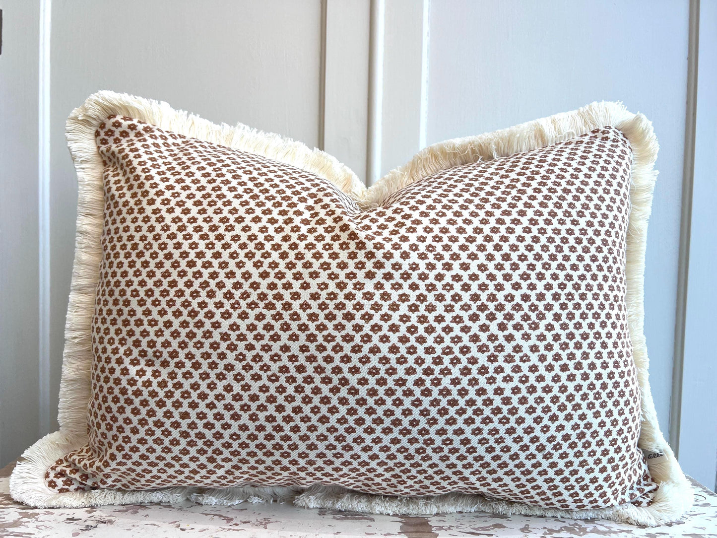 Cushions Made In Fermoie Marden Luxury Designer Decorative Brown Cream Cotton Cushion Pillow Throw Cover Brush Fringe