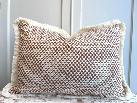 Cushions Made In Fermoie Marden Luxury Designer Decorative Brown Cream Cotton Cushion Pillow Throw Cover Brush Fringe