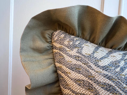Cushions Made In Fermoie Savernake Linen Luxury Designer Decorative Pale Blue Cushion Pillow Throw Cover Green Ruffle Frill