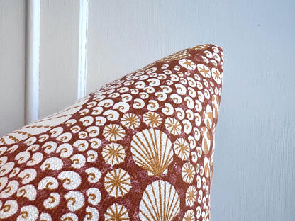 Outdoor Cushions Made In Fermoie Shell Grotto Bright Orange Cotton Cushion Pillow Throw Cover OUTSHEL-508 Water resistant UV Stable
