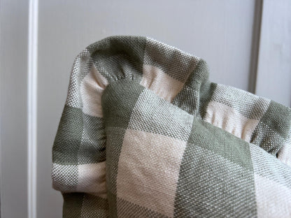 Cushions Made Linen Cotton Luxury Designer Pale Green Check Cushion Pillow Throw Cover Green Ruffle Frill