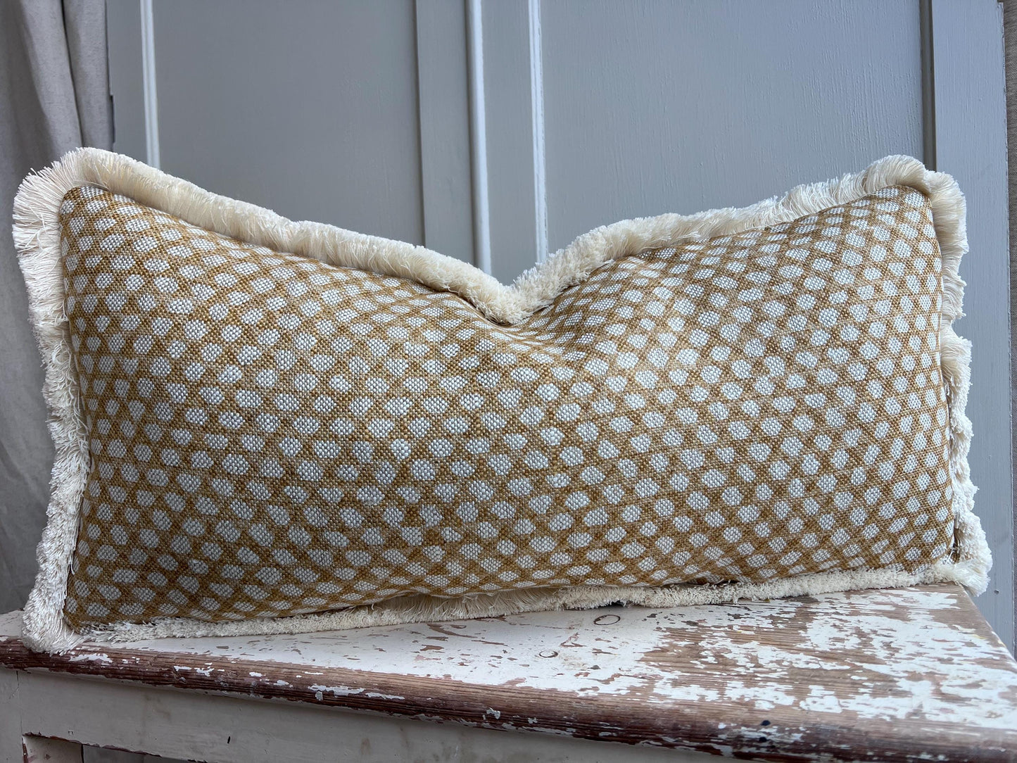 Cushions Made In Fermoie Wicker Luxury Designer Decorative Beige Linen Cushion Pillow Throw Cover Brush Fringe