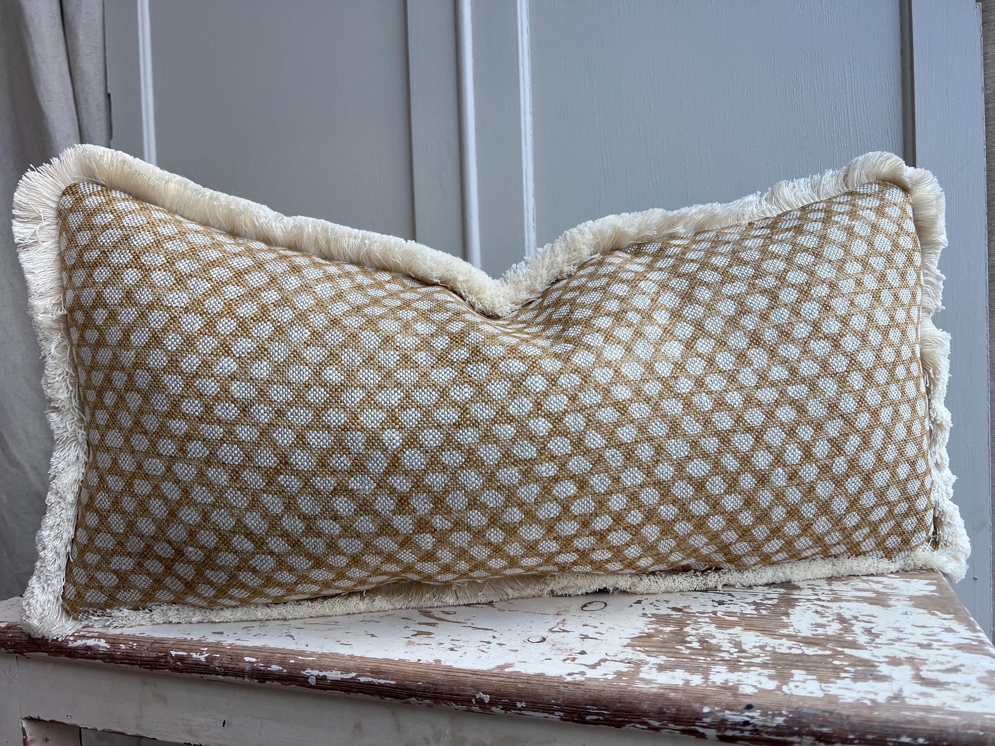Cushions Made In Fermoie Wicker Luxury Designer Decorative Beige Linen Cushion Pillow Throw Cover Brush Fringe