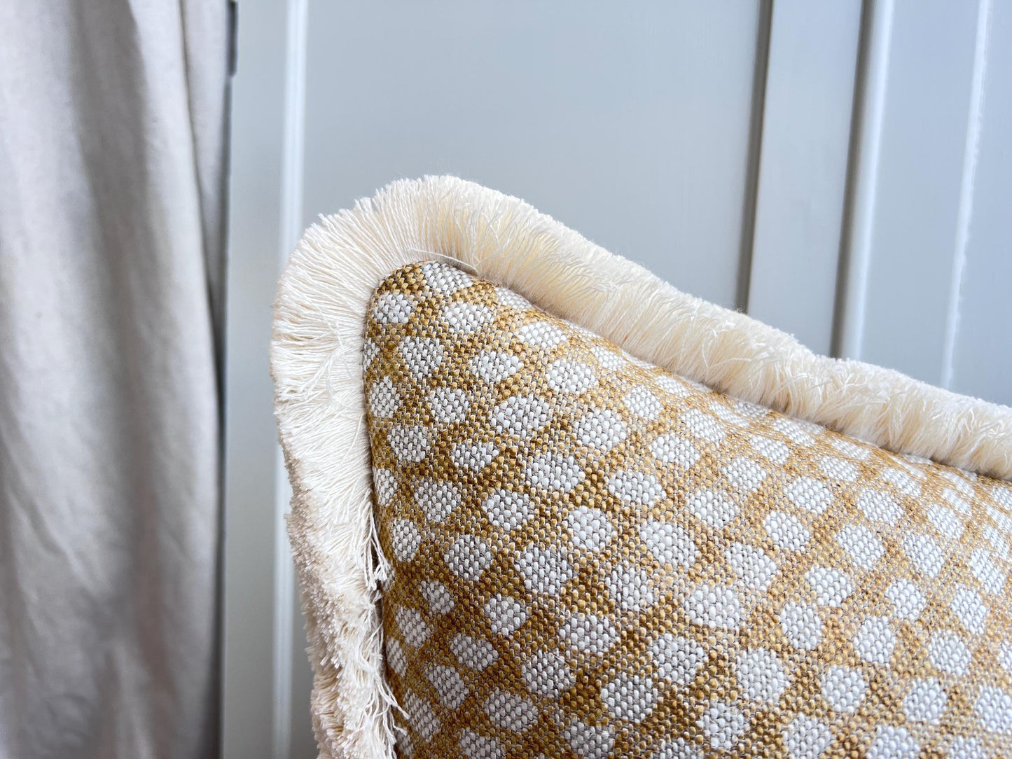 Cushions Made In Fermoie Wicker Luxury Designer Decorative Beige Linen Cushion Pillow Throw Cover Brush Fringe