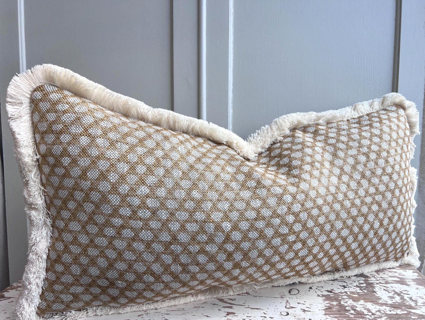 Cushions Made In Fermoie Wicker Luxury Designer Decorative Beige Linen Cushion Pillow Throw Cover Brush Fringe