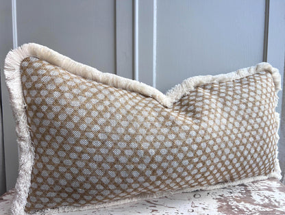 Cushions Made In Fermoie Wicker Luxury Designer Decorative Beige Linen Cushion Pillow Throw Cover Brush Fringe