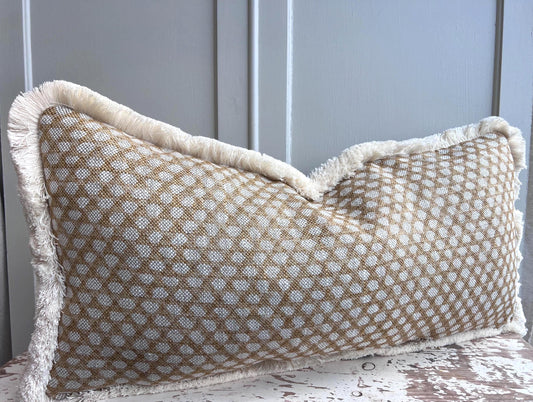 Cushions Made In Fermoie Wicker Luxury Designer Decorative Beige Linen Cushion Pillow Throw Cover Brush Fringe