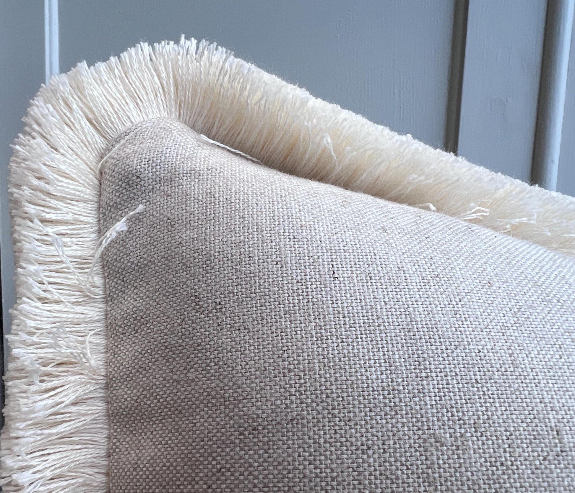 Cushions Made In Fermoie Wicker Luxury Designer Decorative Beige Linen Cushion Pillow Throw Cover Brush Fringe
