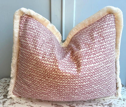 Cushions Made In Fermoie Mendip Pink Neutral Cotton Cushion Pillow Throw Cover Brush Fringe