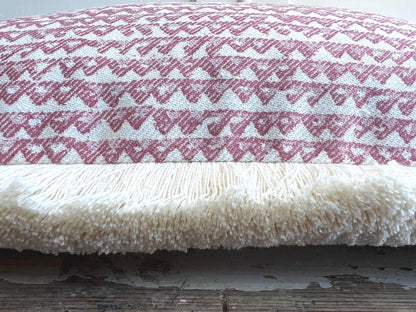 Cushions Made In Fermoie Mendip Pink Neutral Cotton Cushion Pillow Throw Cover Brush Fringe