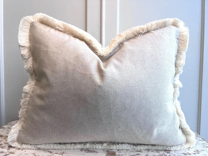Cushions Made In Fermoie Mendip Pink Neutral Cotton Cushion Pillow Throw Cover Brush Fringe
