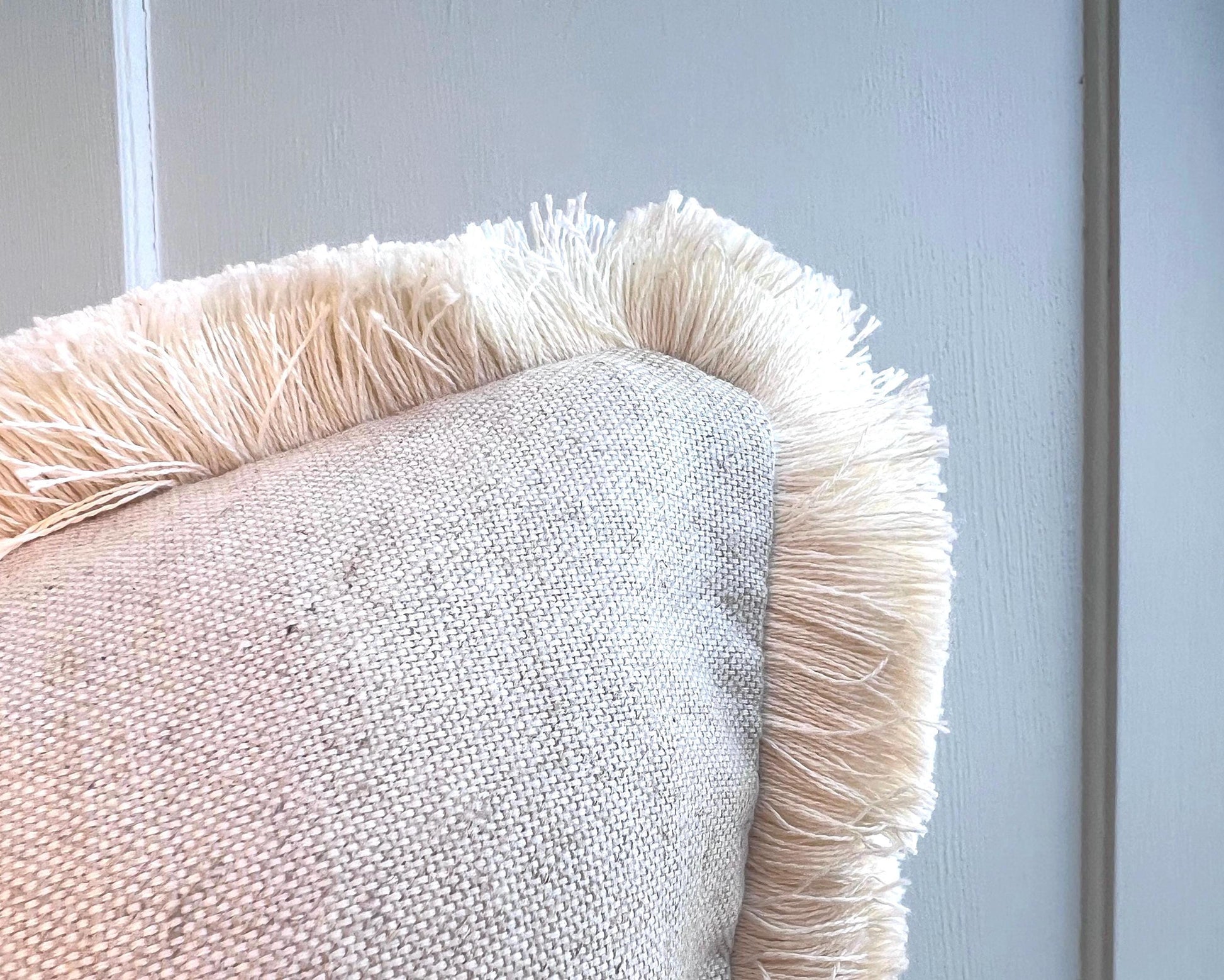 Cushions Made In Fermoie Mendip Pink Neutral Cotton Cushion Pillow Throw Cover Brush Fringe