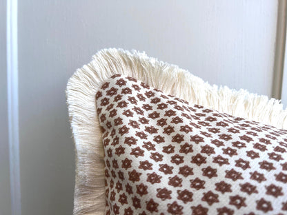 Cushions Made In Fermoie Marden Luxury Designer Decorative Brown Cream Cotton Cushion Pillow Throw Cover Brush Fringe