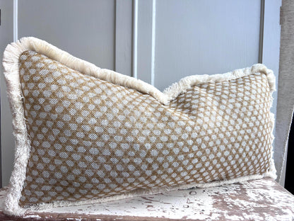 Cushions Made In Fermoie Wicker Luxury Designer Decorative Beige Linen Cushion Pillow Throw Cover Brush Fringe