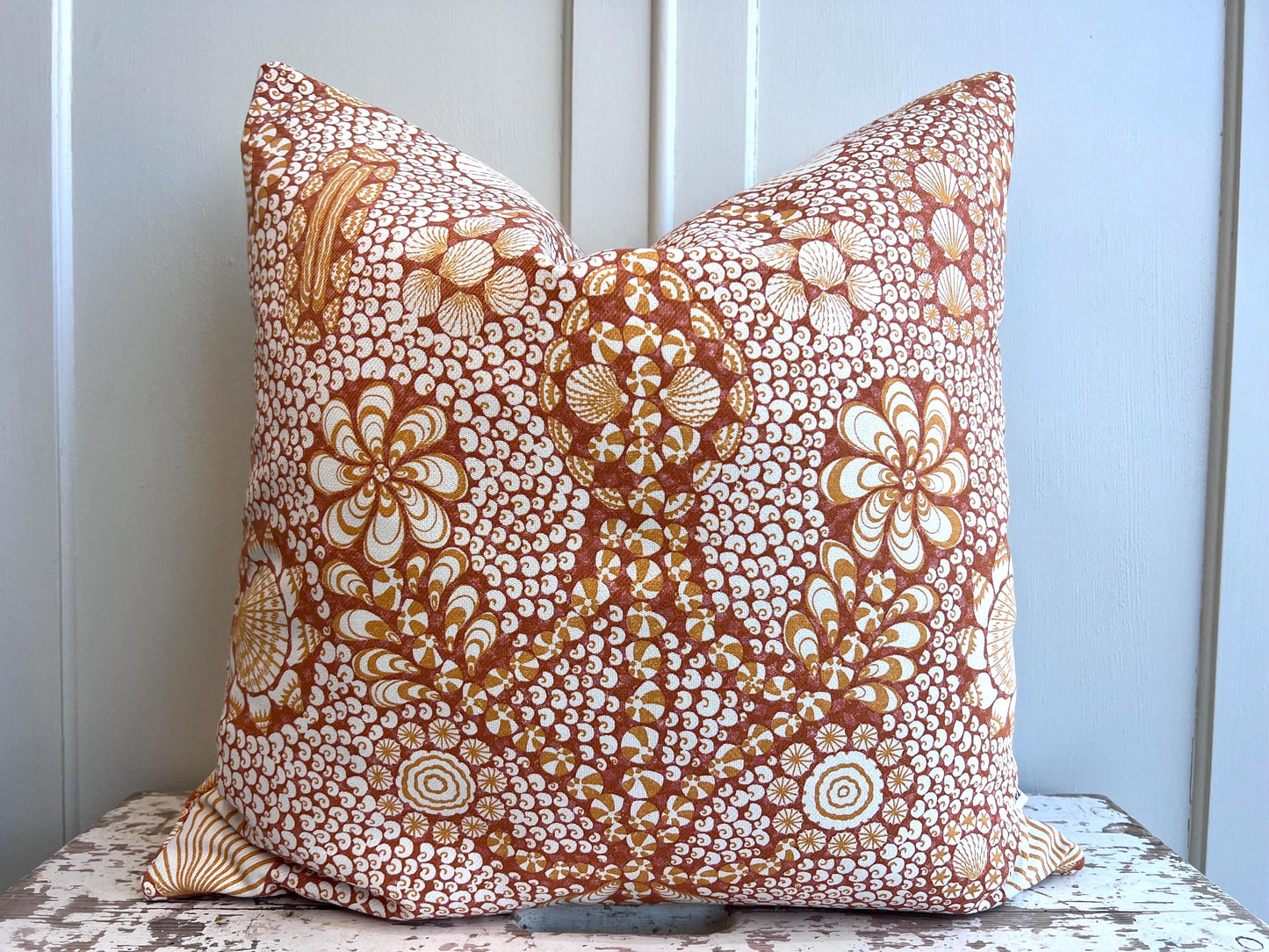 Outdoor Cushions Made In Fermoie Shell Grotto Bright Orange Cotton Cushion Pillow Throw Cover OUTSHEL-508 Water resistant UV Stable