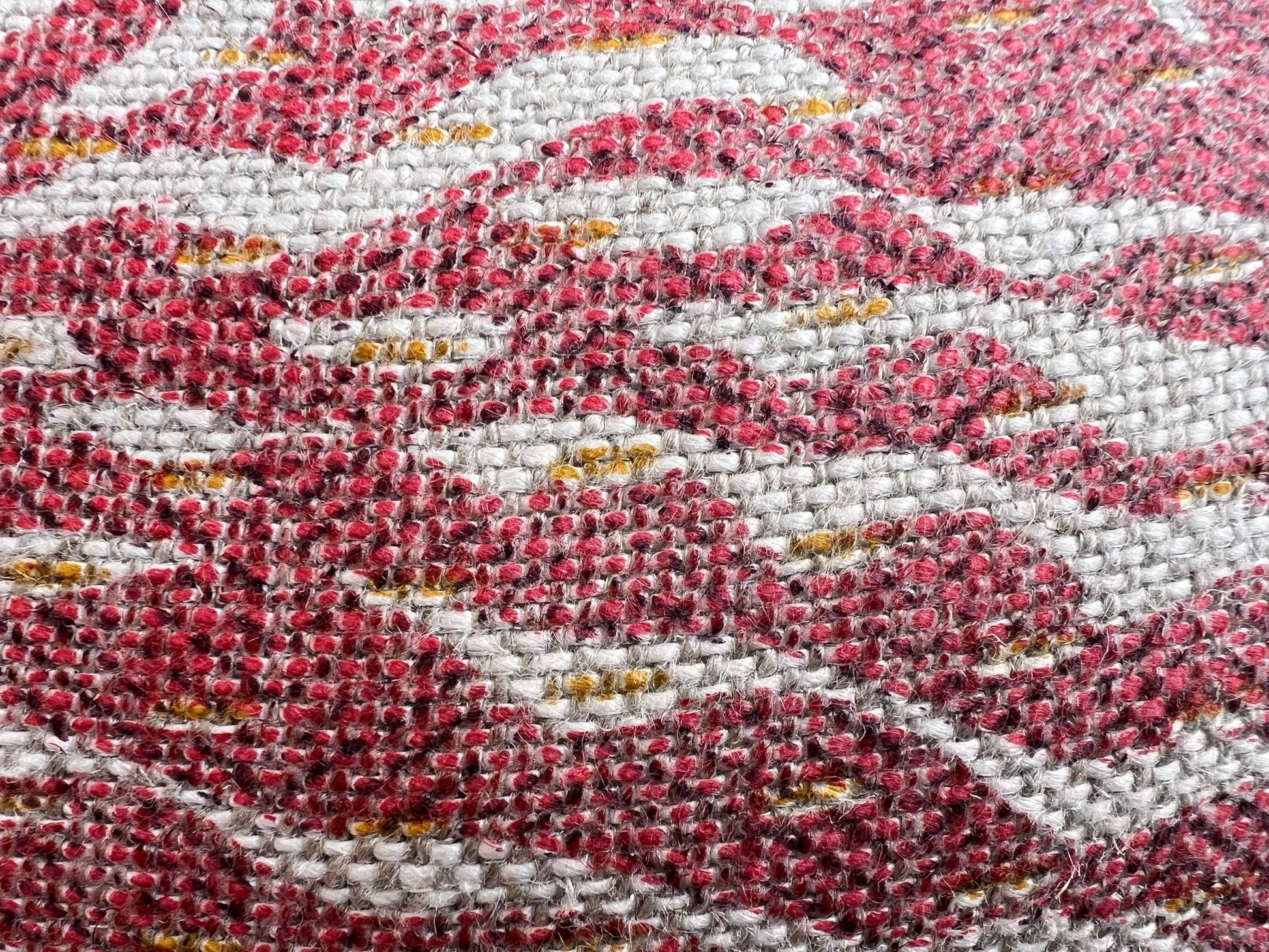 Cushions made in Fermoie Savernake Linen Cushion Cover Burgundy Red Designer Pillow With Mustard Brush Fringe.