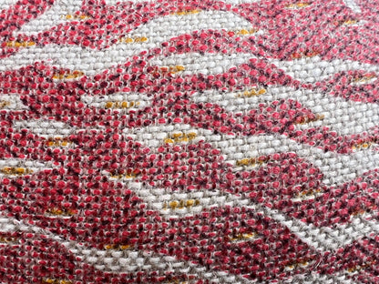 Cushions made in Fermoie Savernake Linen Cushion Cover Burgundy Red Designer Pillow With Mustard Brush Fringe.