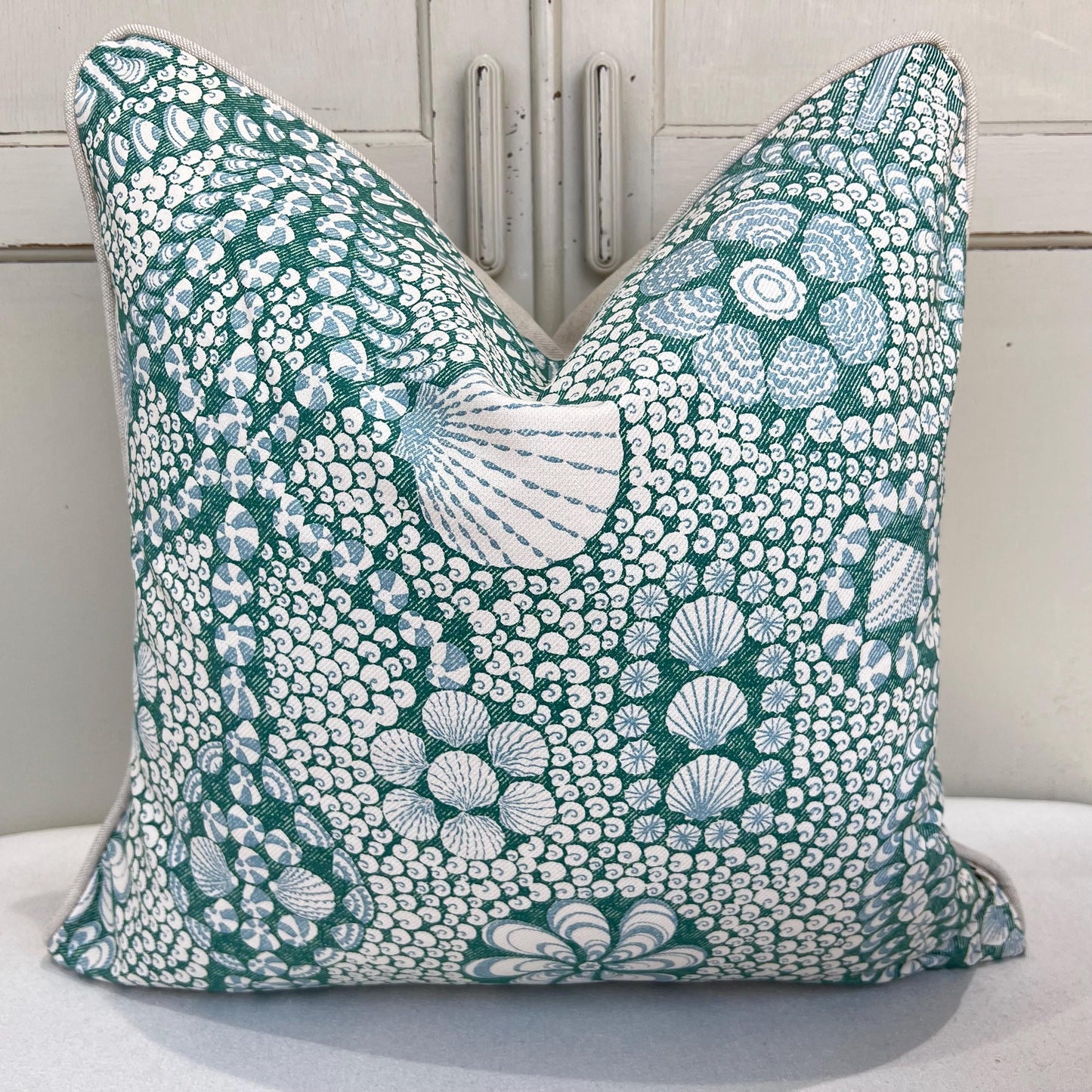 Cushions Made In Fermoie Shell Grotto Luxury Designer Decorative Teal Green Cotton Cushion Pillow Throw Cover