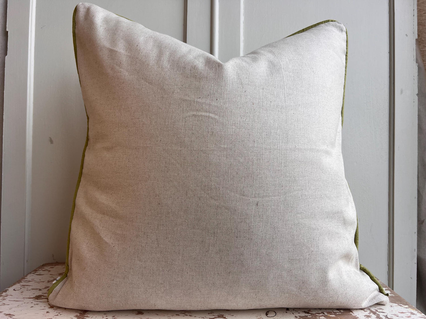 Schumacher Luxury Designer Hothouse Flowers Spark Orange Green Blue Cream Cushion Pillow Cover Green Piping