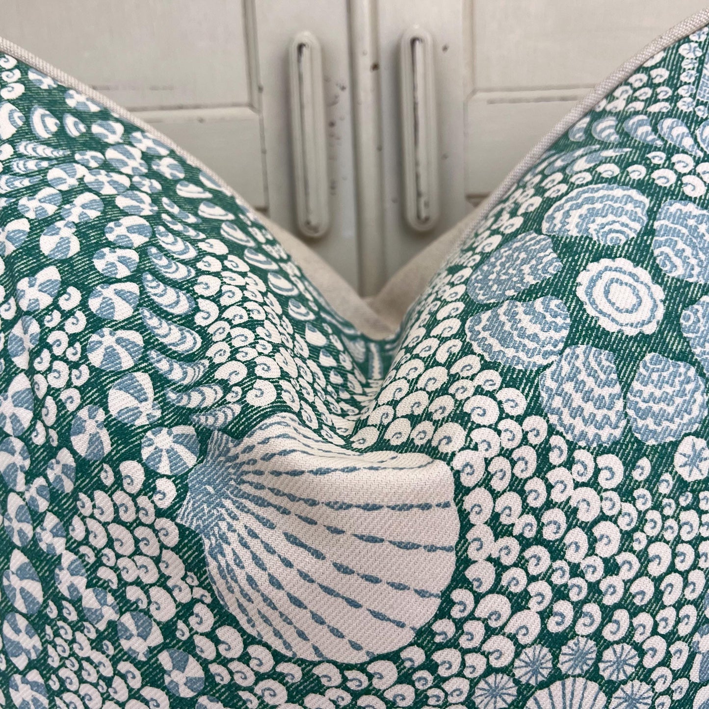 Cushions Made In Fermoie Shell Grotto Luxury Designer Decorative Teal Green Cotton Cushion Pillow Throw Cover