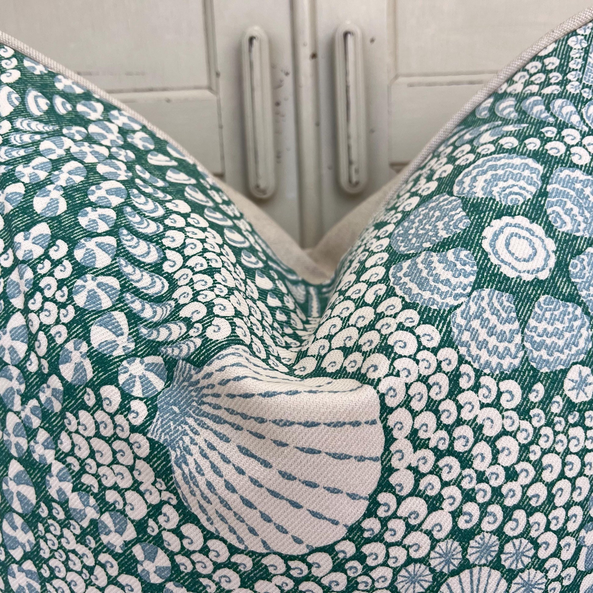 Cushions Made In Fermoie Shell Grotto Luxury Designer Decorative Teal Green Cotton Cushion Pillow Throw Cover