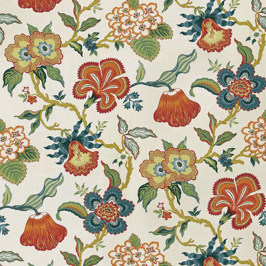 Schumacher Luxury Designer Hothouse Flowers Spark Orange Green Blue Cream Cushion Pillow Cover