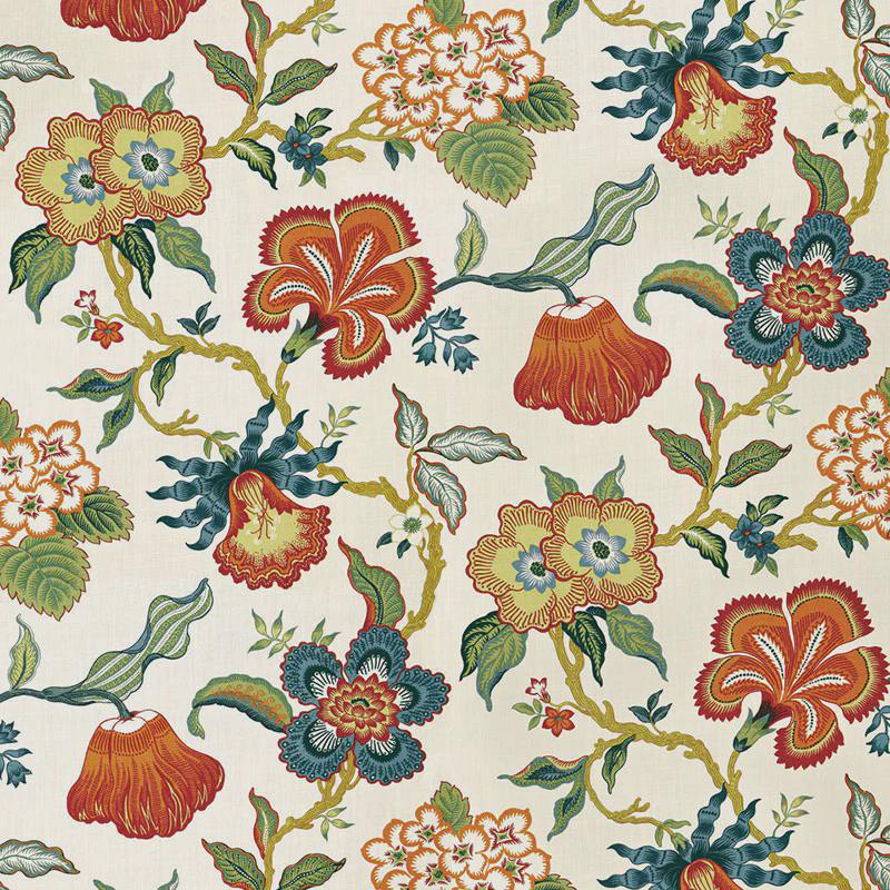 Schumacher Luxury Designer Hothouse Flowers Spark Orange Green Blue Cream Cushion Pillow Cover