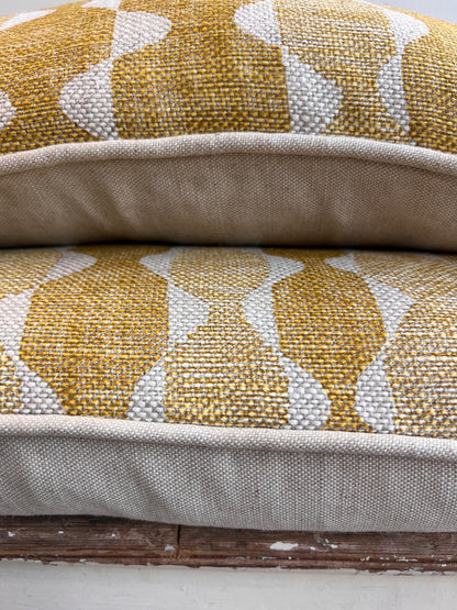 Fermoie Whittle Cushion Cover Luxury Rich Raspberry Yellow Linen Throw Pillow