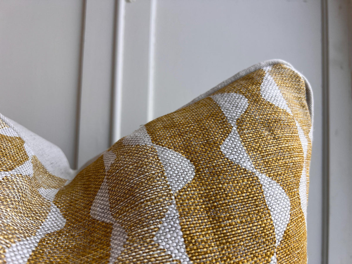 Fermoie Whittle Cushion Cover Luxury Rich Raspberry Yellow Linen Throw Pillow