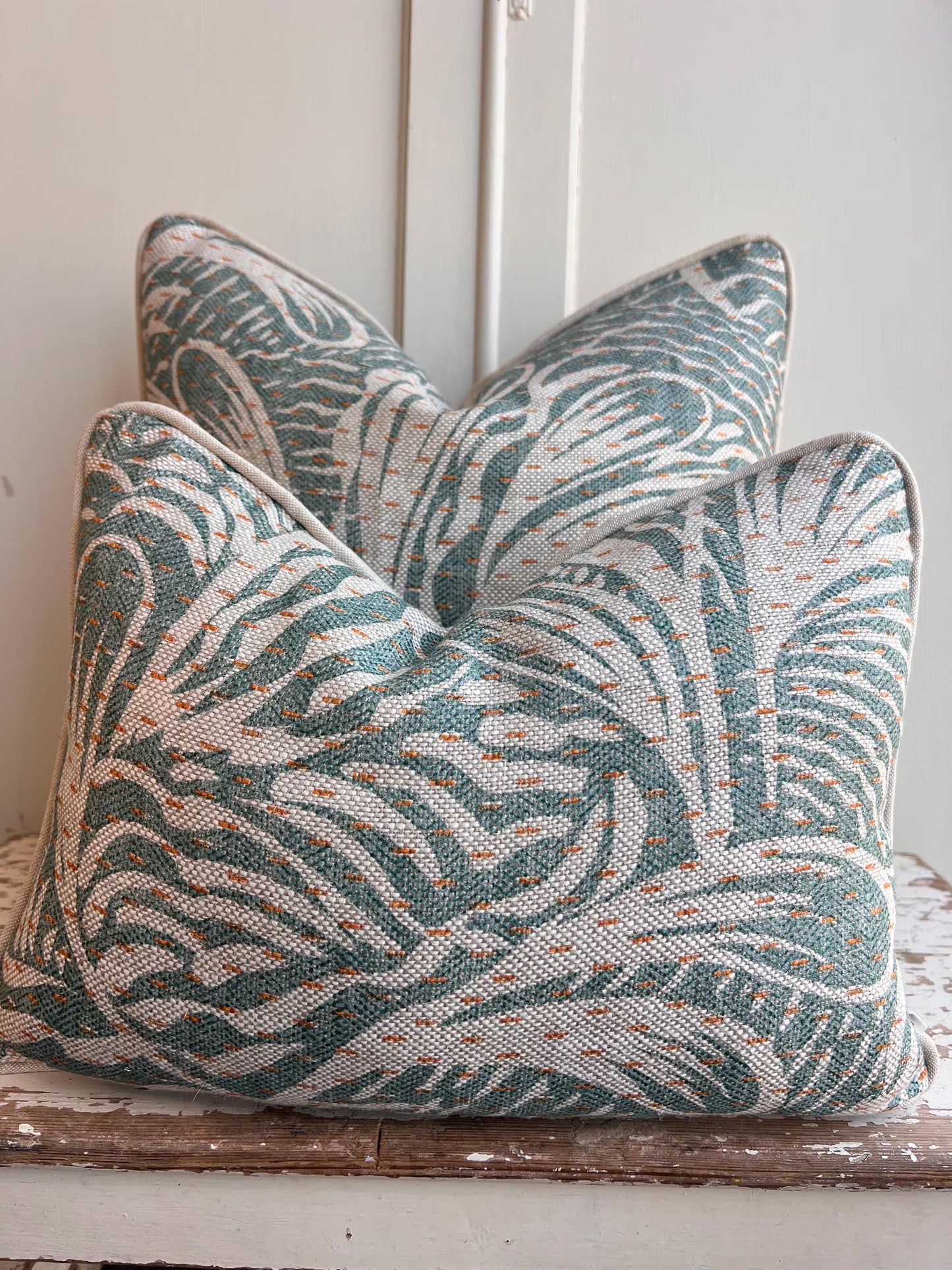 Cushions Made in Fermoie Savernake Fabric Designer Decorative Rich Green Linen Cushion Pillow Throw Cover