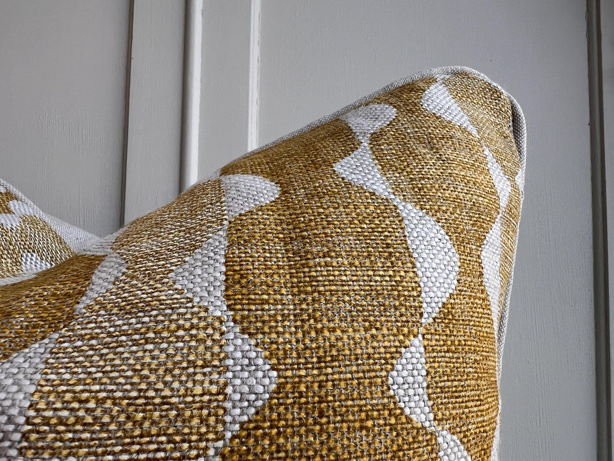 Fermoie Whittle Cushion Cover Luxury Rich Raspberry Yellow Linen Throw Pillow