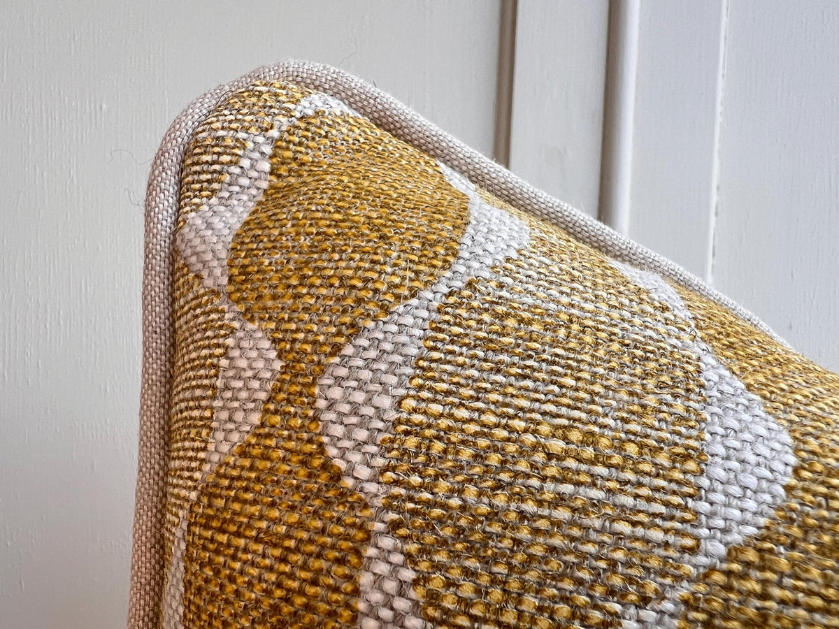 Fermoie Whittle Cushion Cover Luxury Rich Raspberry Yellow Linen Throw Pillow