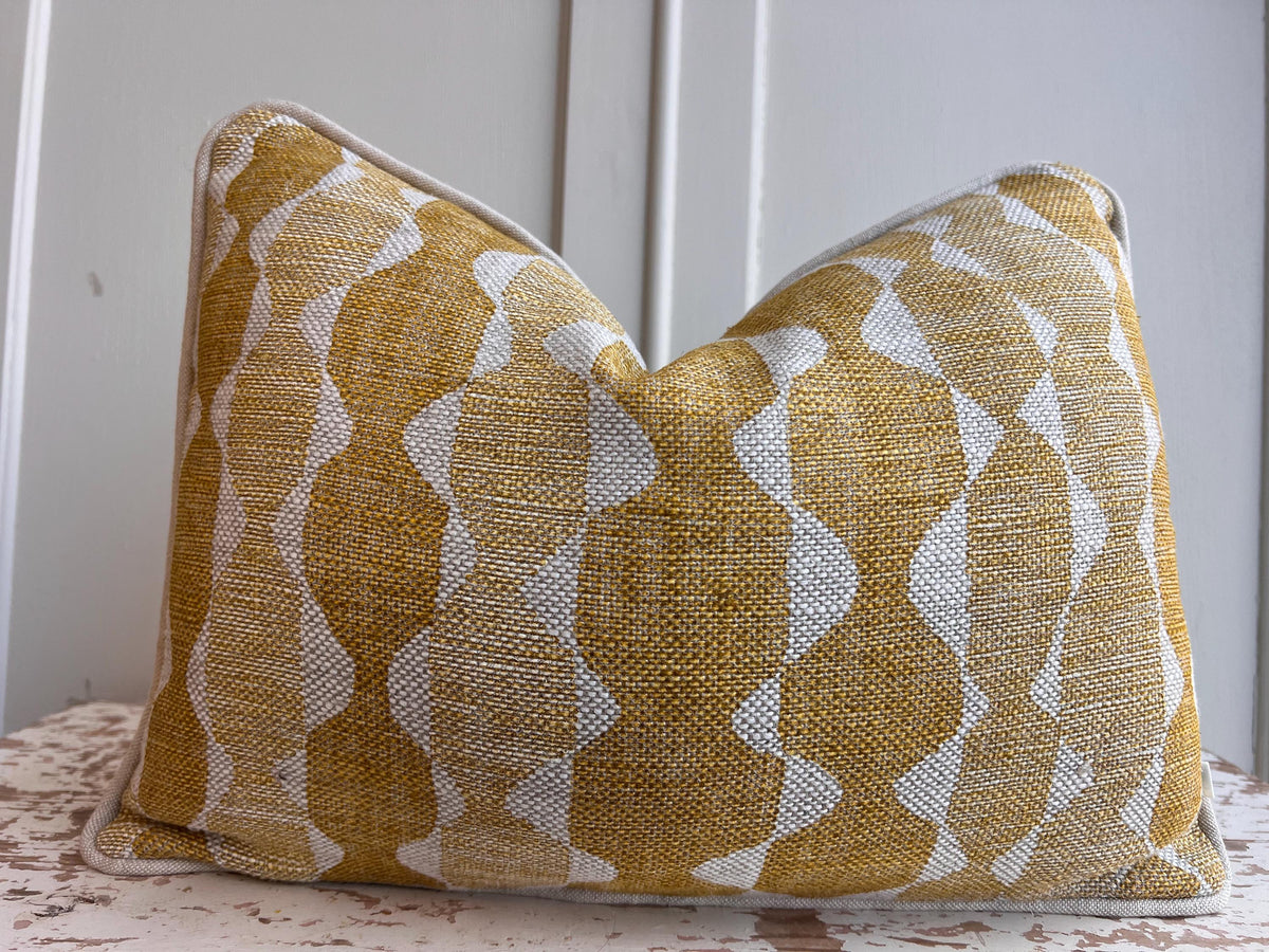 Fermoie Whittle Cushion Cover Luxury Rich Raspberry Yellow Linen Throw Pillow