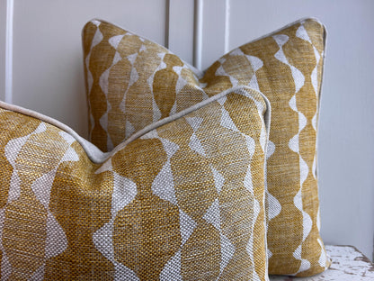 Fermoie Whittle Cushion Cover Luxury Rich Raspberry Yellow Linen Throw Pillow