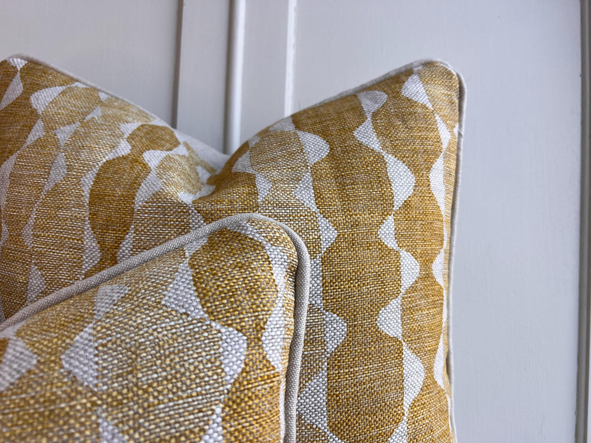 Fermoie Whittle Cushion Cover Luxury Rich Raspberry Yellow Linen Throw Pillow
