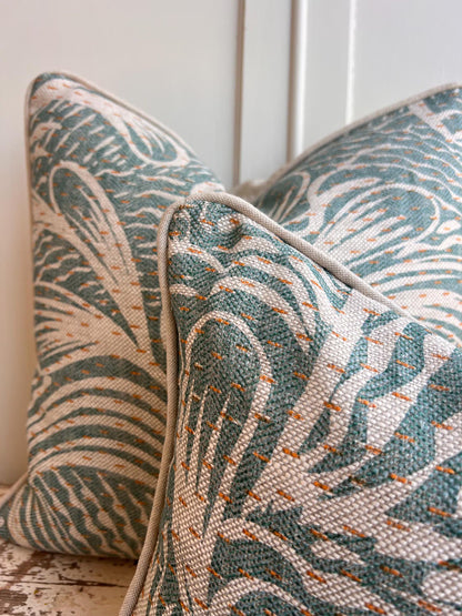 Cushions Made in Fermoie Savernake Fabric Designer Decorative Rich Green Linen Cushion Pillow Throw Cover
