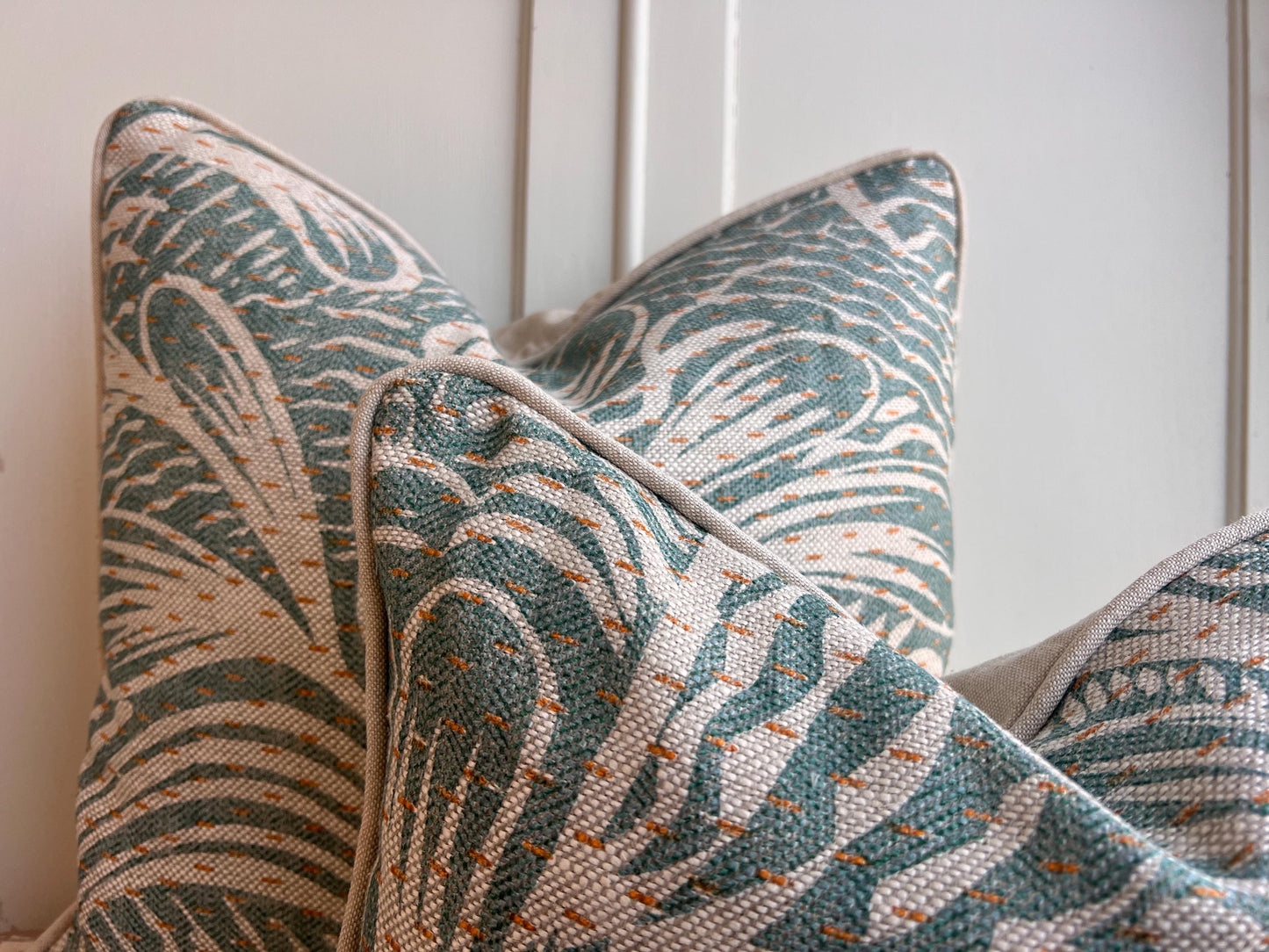 Cushions Made in Fermoie Savernake Fabric Designer Decorative Rich Green Linen Cushion Pillow Throw Cover