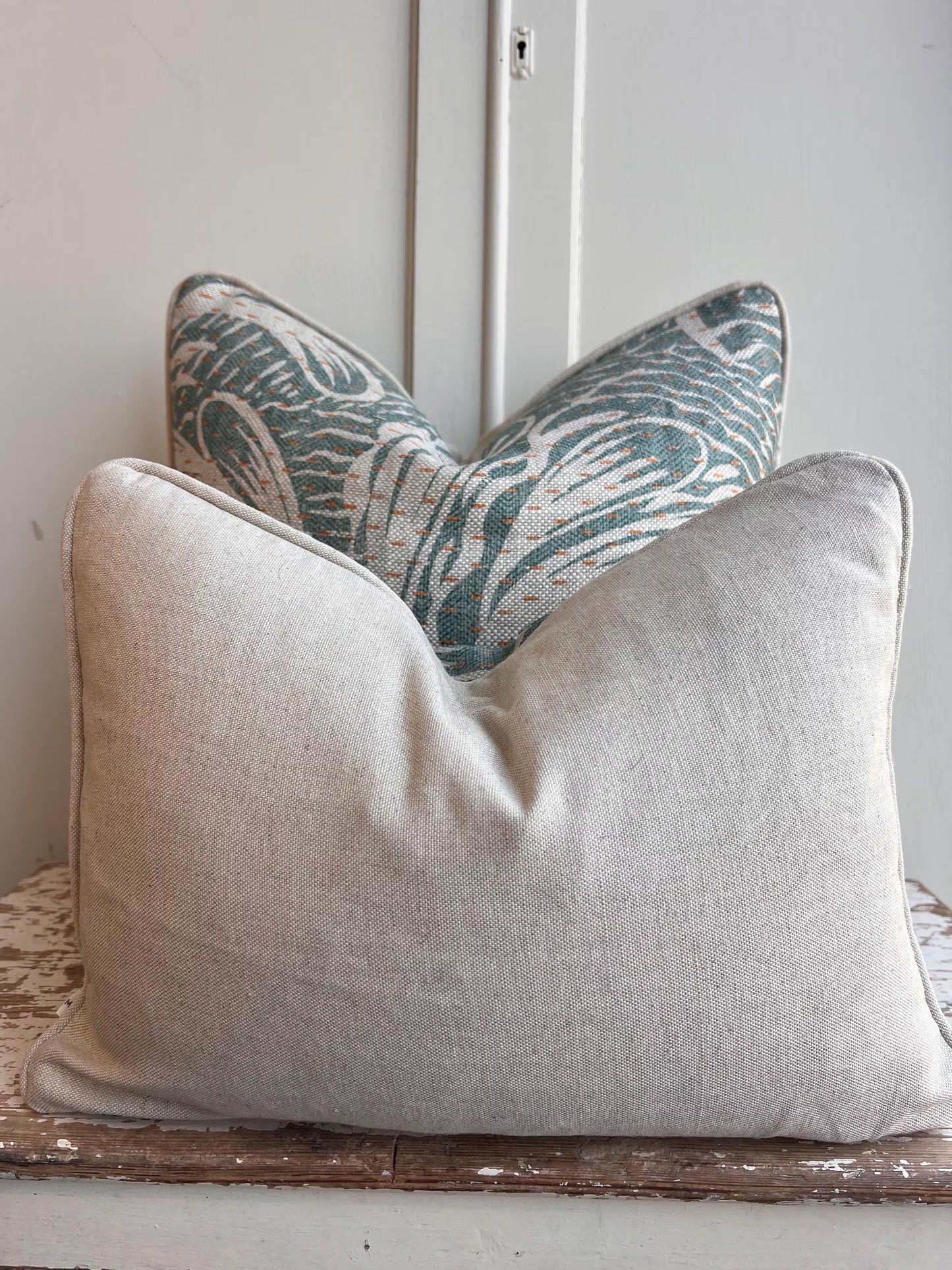 Cushions Made in Fermoie Savernake Fabric Designer Decorative Rich Green Linen Cushion Pillow Throw Cover