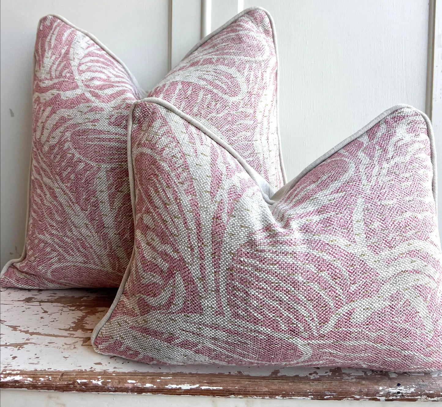Cushions made in Fermoie Savernake Linen Cushion Cover Pale Pink Designer Pillow