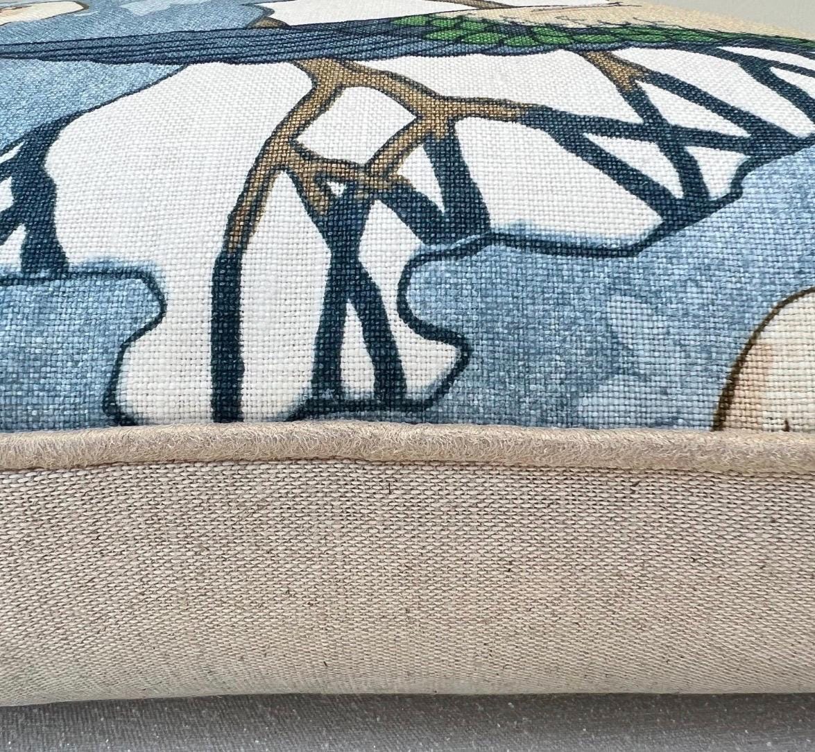 Mulberry Flying Ducks Cream Blue Luxury Cushion Pillow Cover Lumbar Rectangular