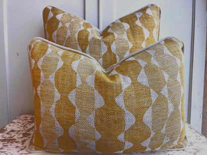 Fermoie Whittle Cushion Cover Luxury Rich Raspberry Yellow Linen Throw Pillow