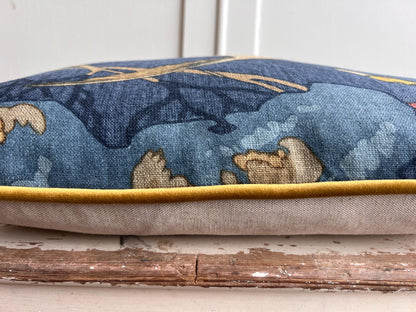 Mulberry Flying Ducks Navy Red Luxury Cushion Pillow Cover Lumbar Rectangular