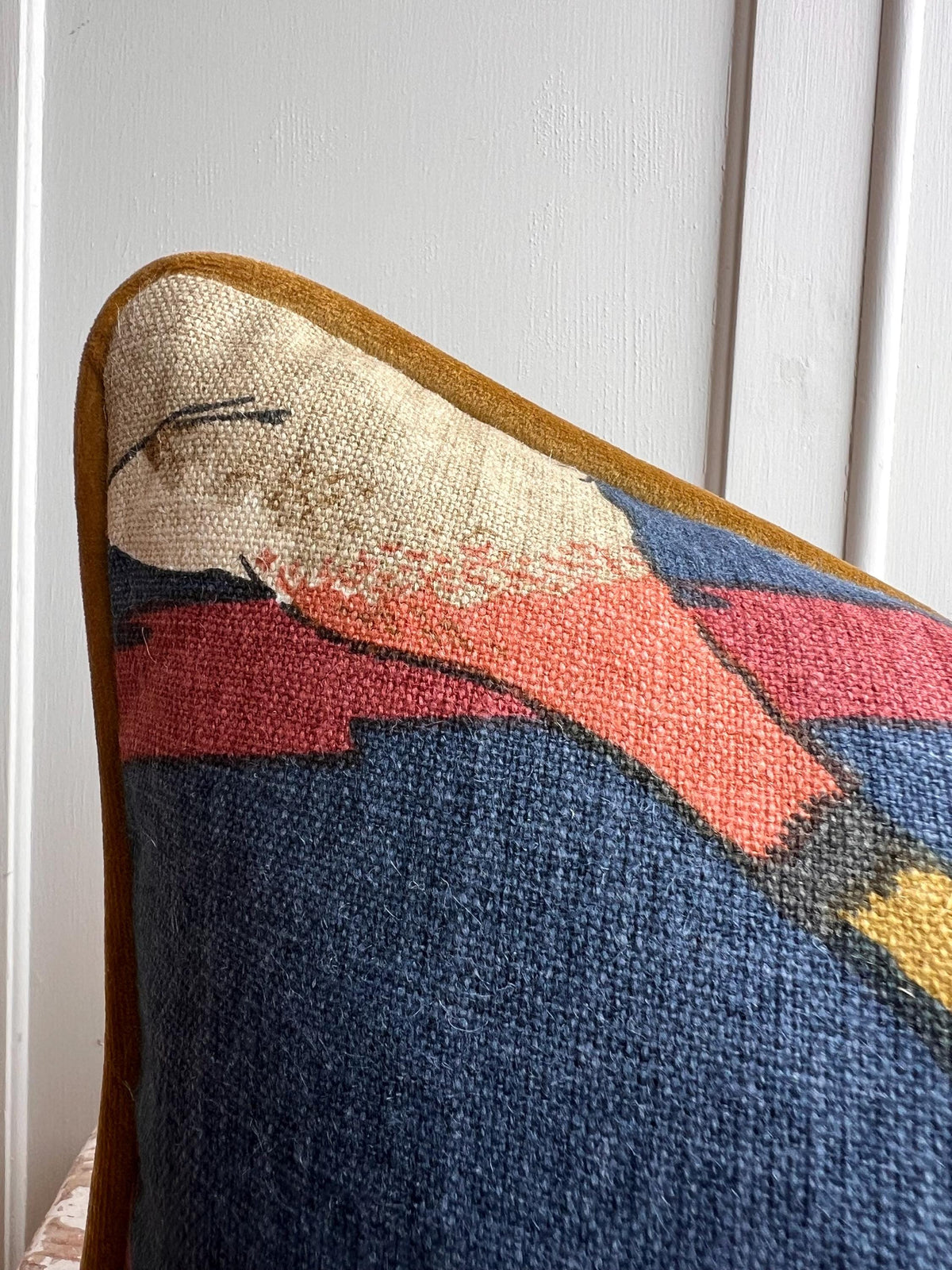 Mulberry Flying Ducks Navy Red Luxury Cushion Pillow Cover Lumbar Rectangular