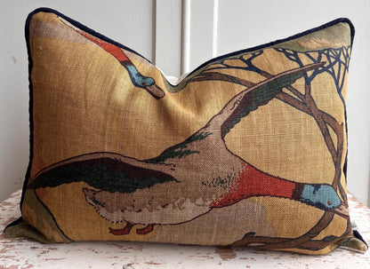 Mulberry Flying Ducks Gold Sand Luxury Designer Decorative Cushion Pillow Cover Lumbar Rectangular Cover